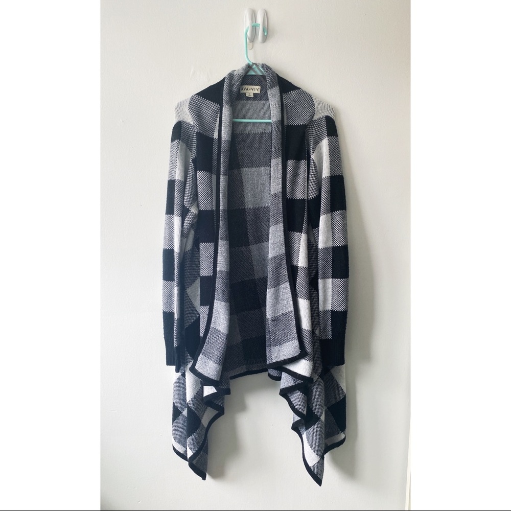 Ava & Viv Gingham Plus Size Cardigan